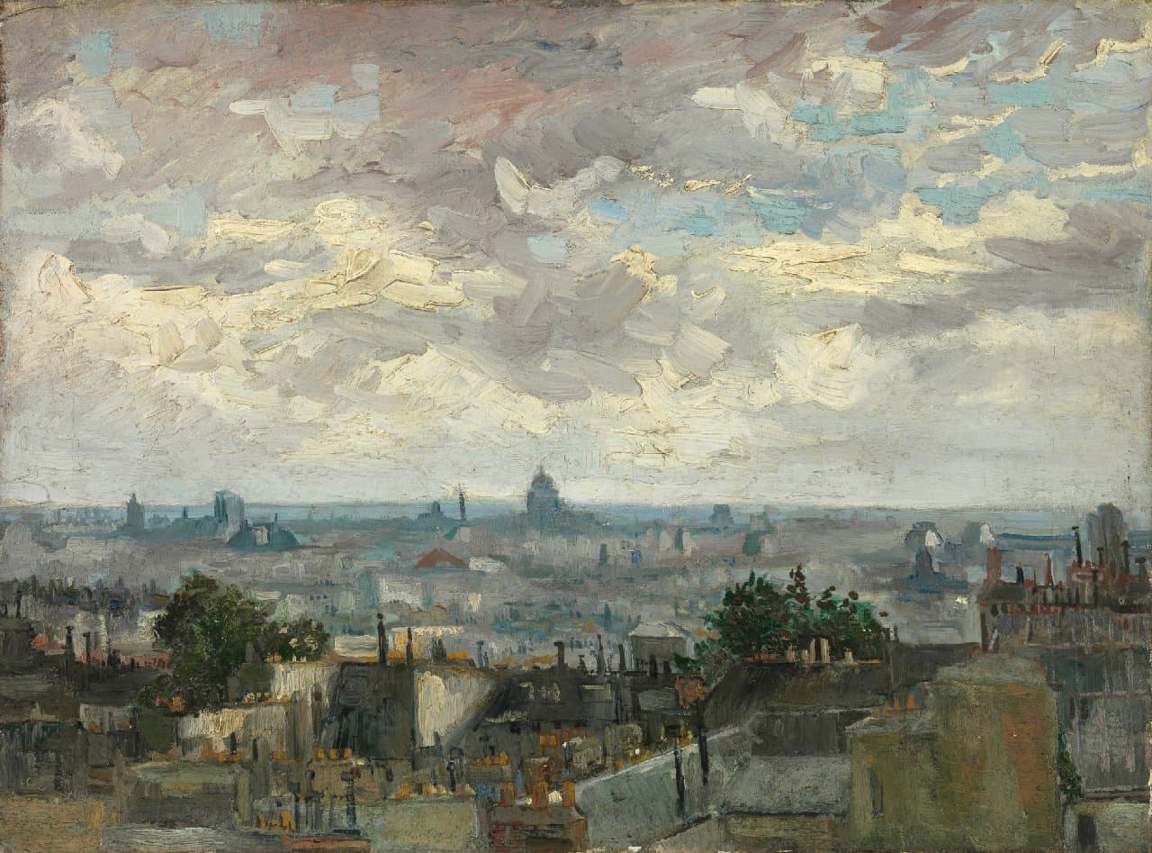 Ван Гог, Вид на крыши Парижа, 1886