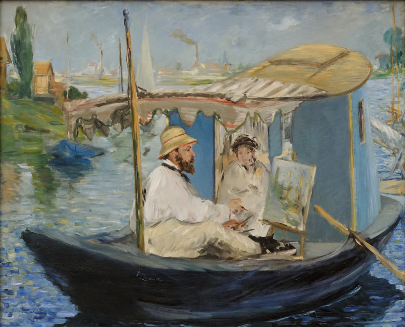 Клод Моне в своей лодке-студии (Эдуард Мане)