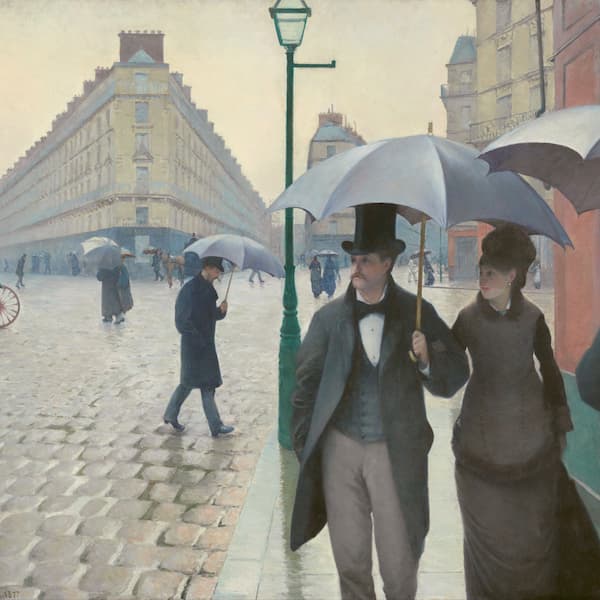 Парижская улица в дождливую погоду Гюстав Кайботт, фрагмент