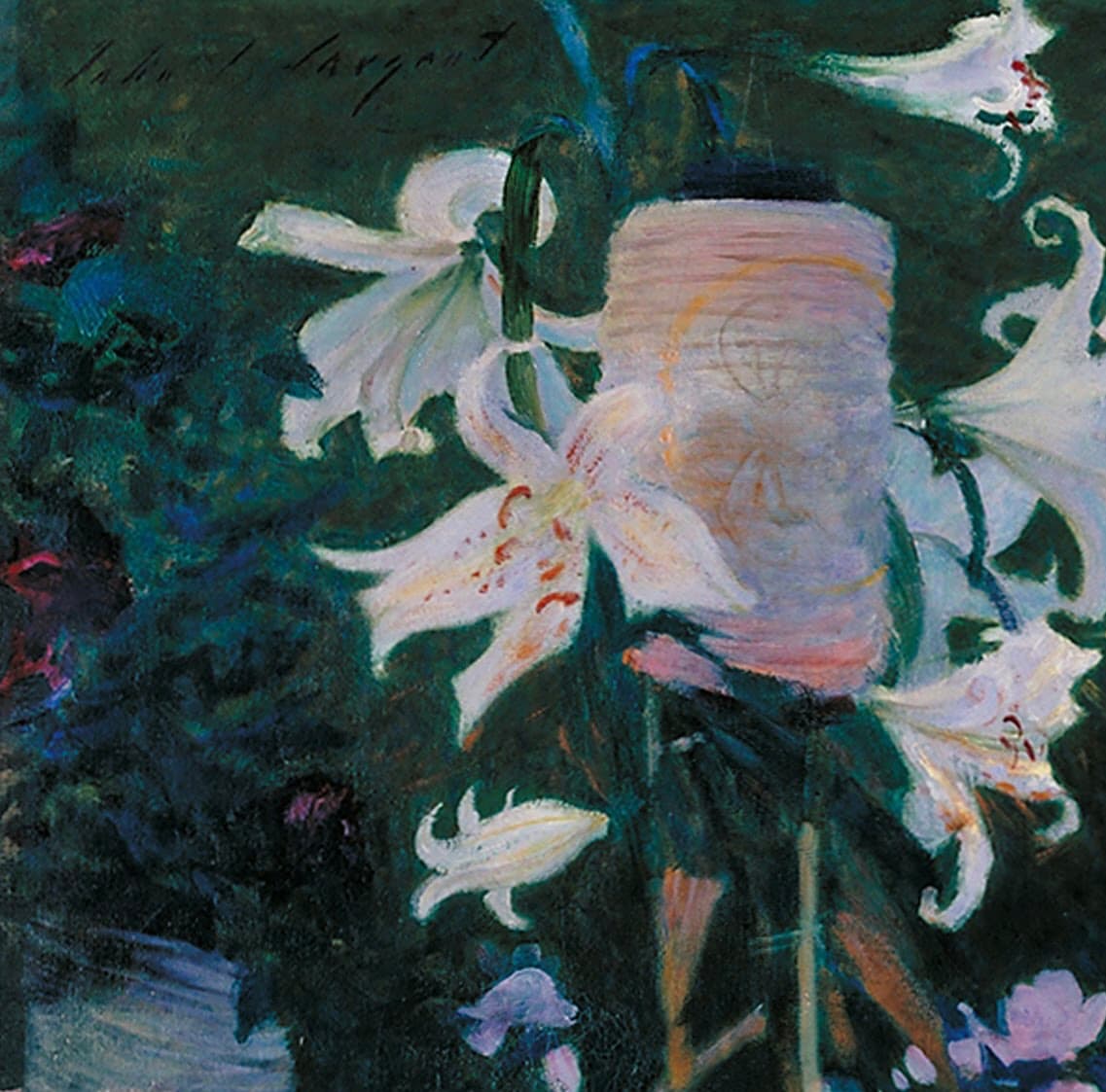Гвоздика, лилия, лилия, роза (Джон Сингер Сарджент), фрагмент с цветами