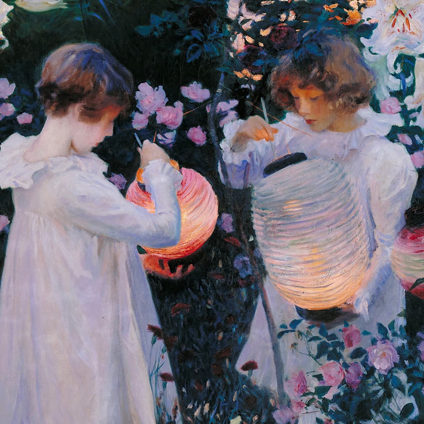 Гвоздика, лилия, лилия, роза (Джон Сингер Сарджент), фрагмент с девочками