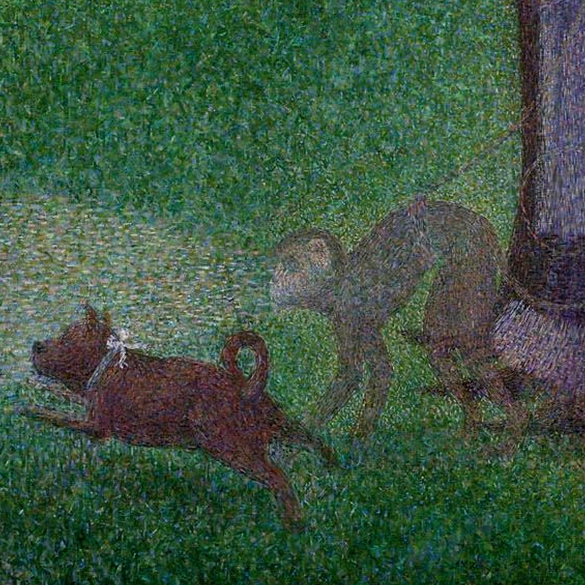 Воскресный день на острове Гранд-Жатт (Жорж-Пьер Сёра), фрагмент с собачкой