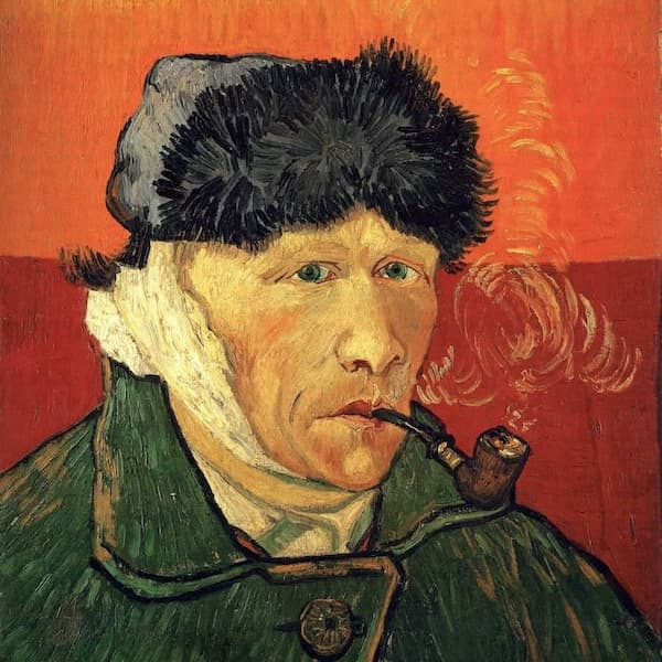 Автопортрет с перевязанным ухом и трубкой (Винсент Ван Гог), фрагмент